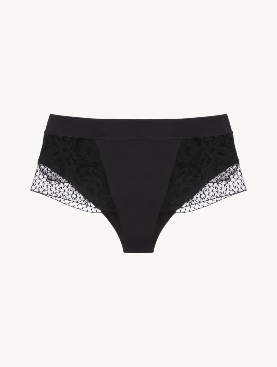 High-Waisted Brief With Leavers Lace
