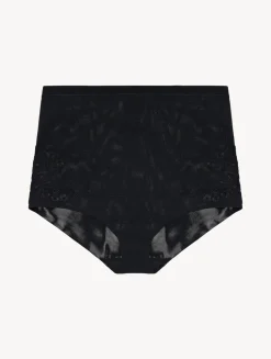 High-waisted Briefs In Black Stretch Tulle