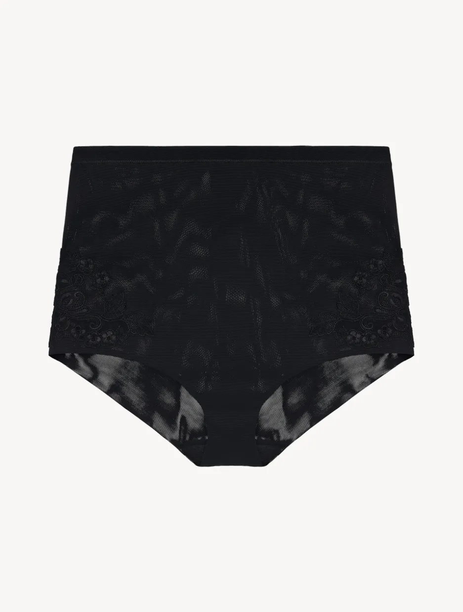 High-waisted Briefs In Black Stretch Tulle