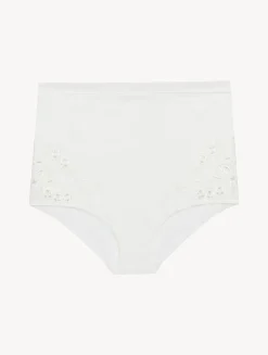 High-waisted Briefs In Off-white Stretch Tulle