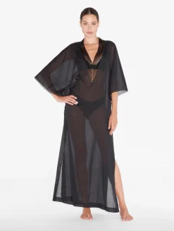 Kaftan In Black With Beading