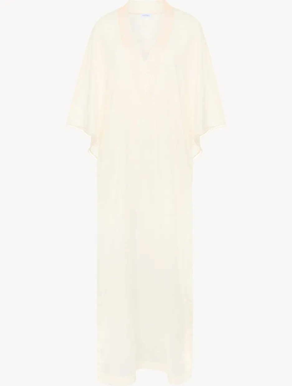 Kaftan In Champagne With Beading
