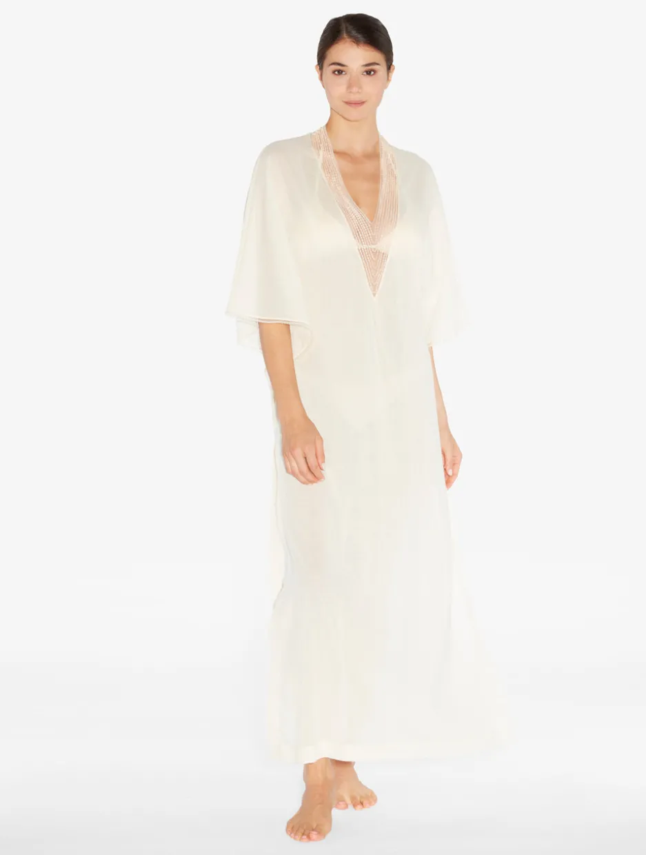 Kaftan In Champagne With Beading