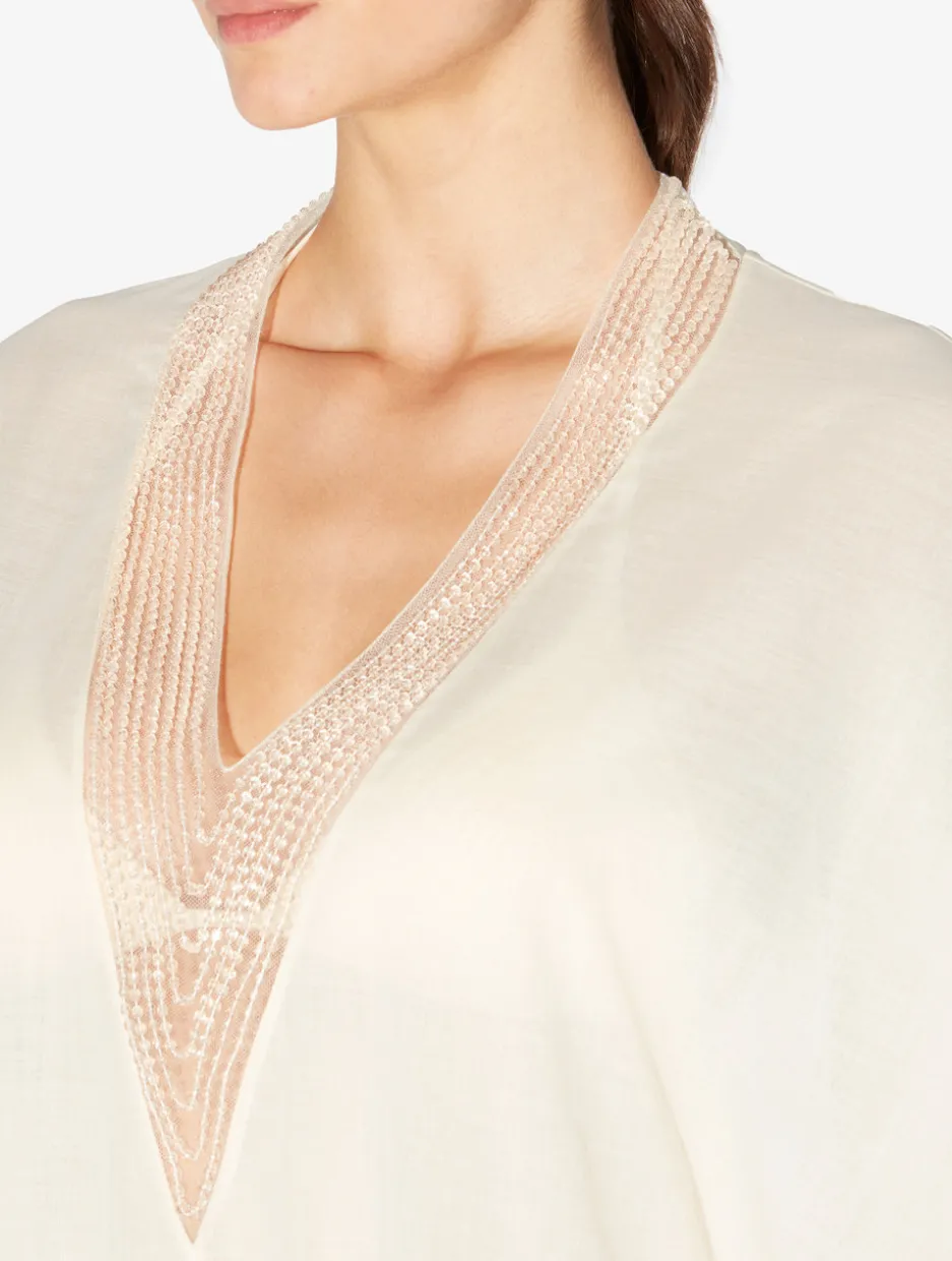 Kaftan In Champagne With Beading