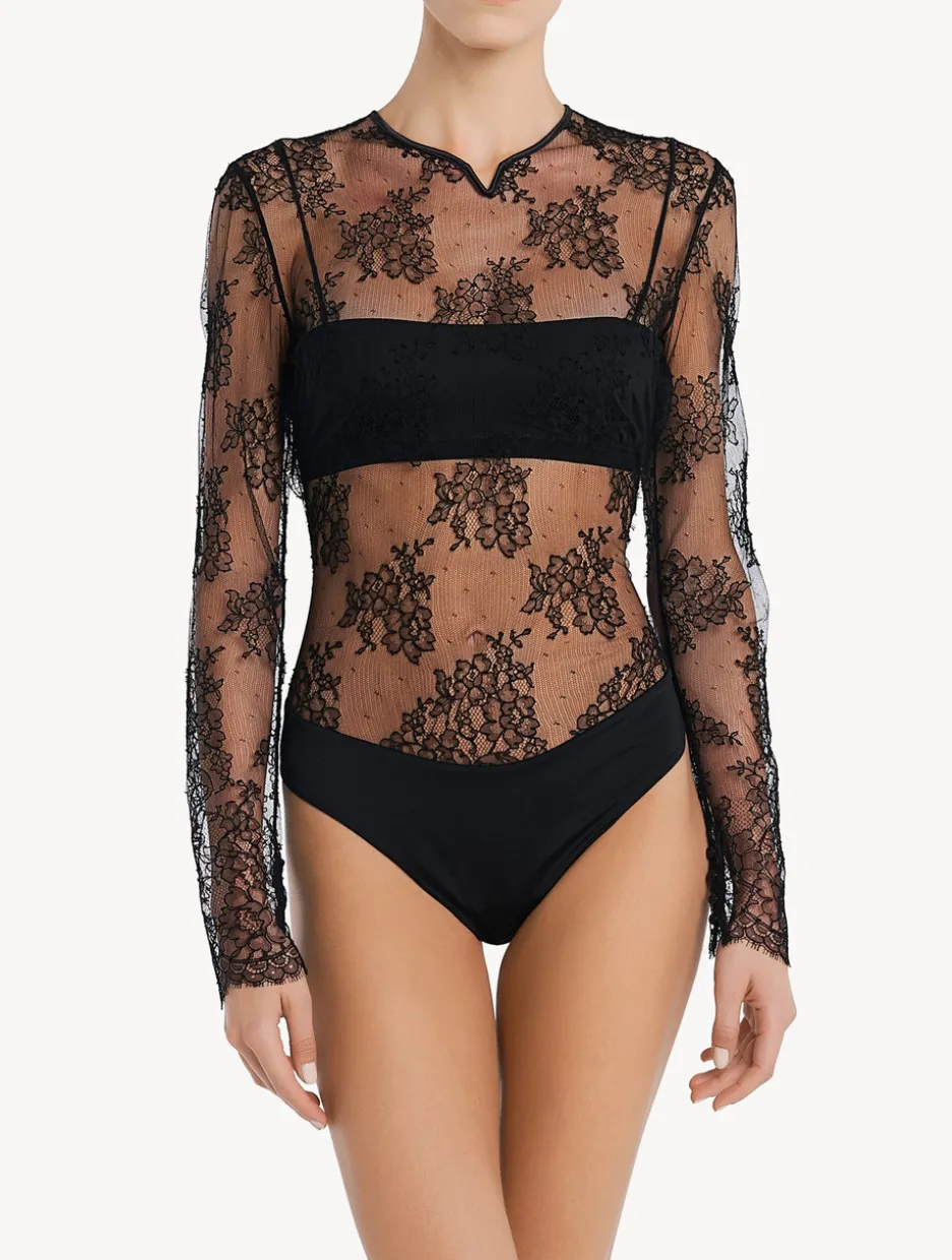 Lace Bodysuit In Black