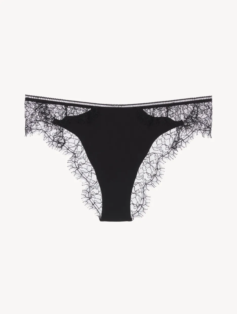Lace Brazilian Briefs In Onyx