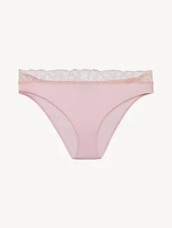Lace Medium Brief In Powder Pink And Sand