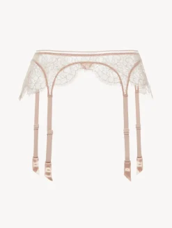 Lace Suspender Belt In Oak Blush
