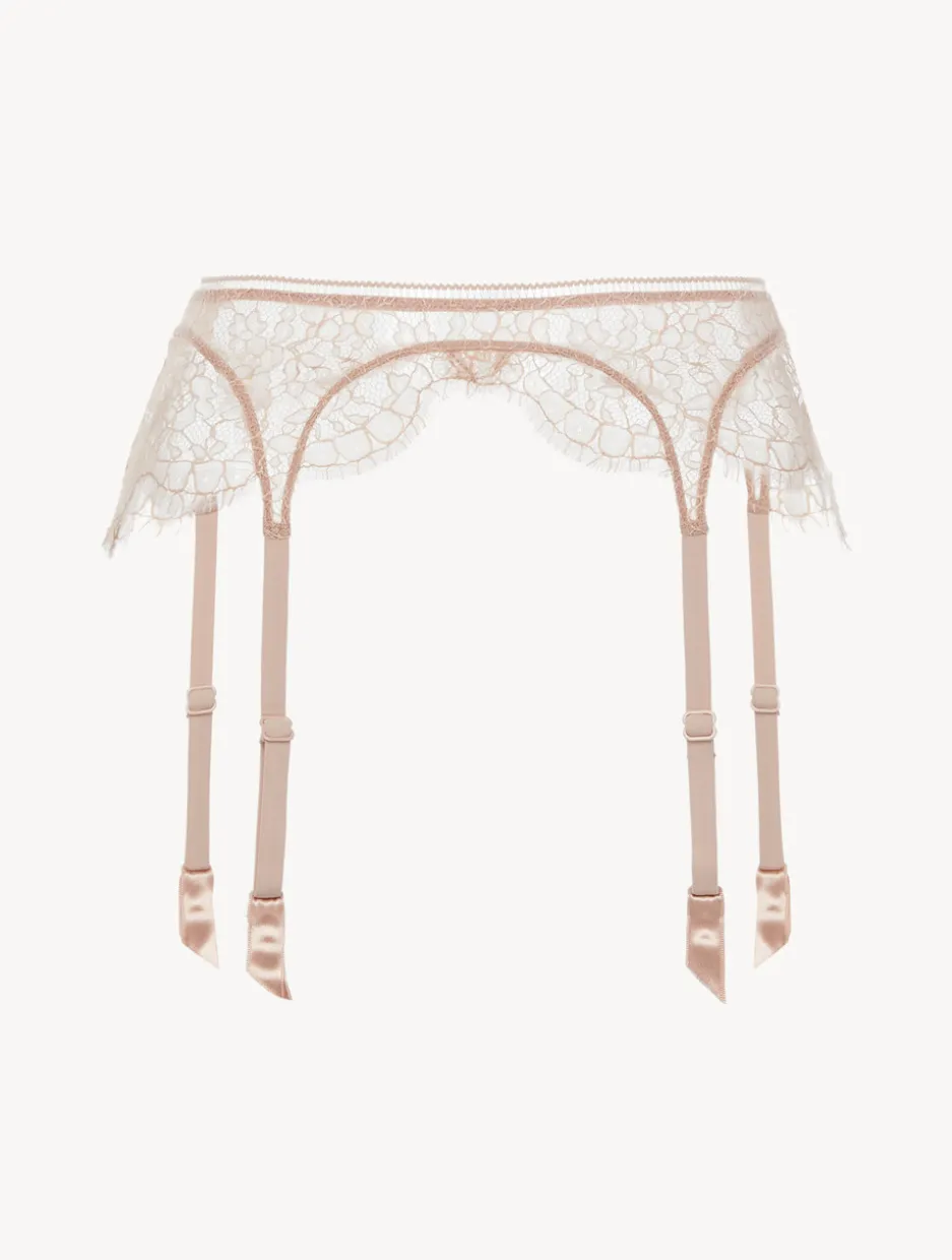 Lace Suspender Belt In Oak Blush