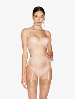 Lace Suspender Belt In Oak Blush