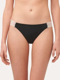 Lace Thong In Black And Off-white