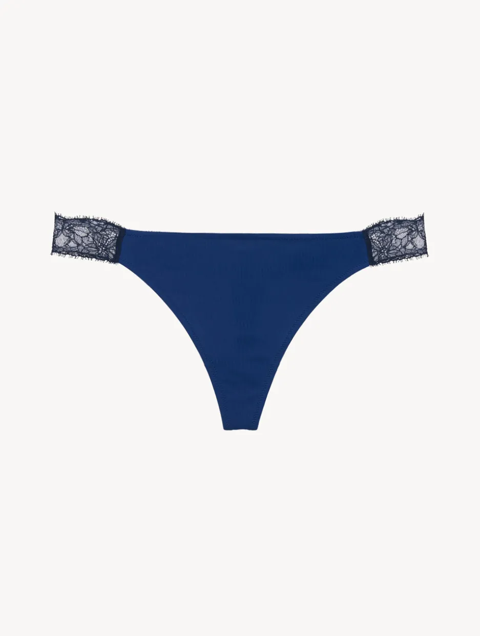 Lace Thong In Blue And Black