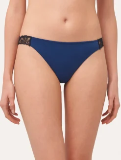 Lace Thong In Blue And Black