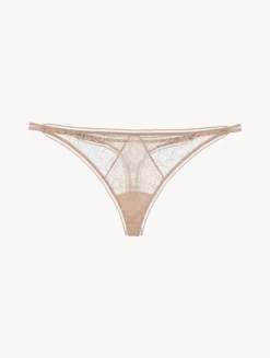 Lace Thong In Oak Blush