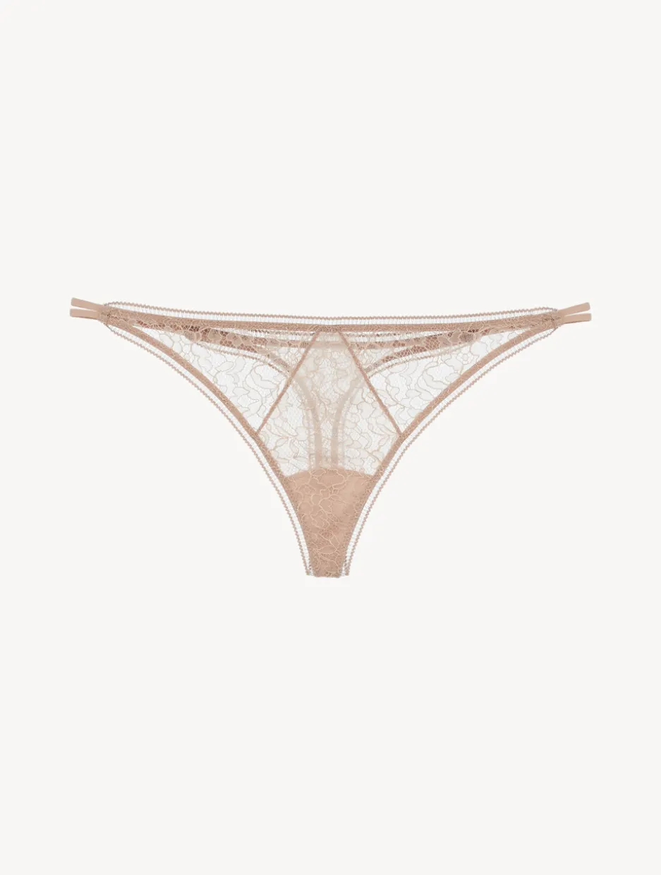 Lace Thong In Oak Blush