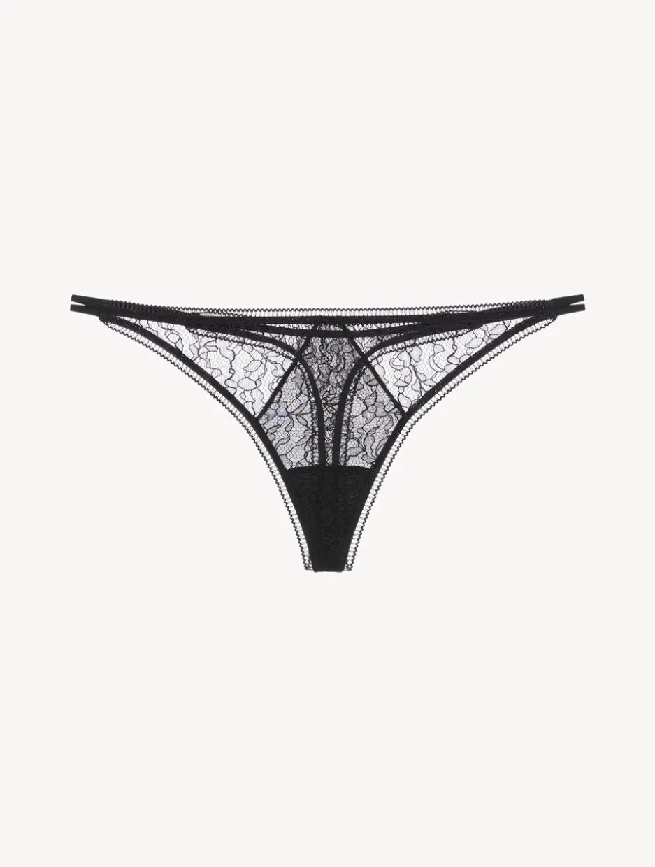 Lace Thong In Onyx