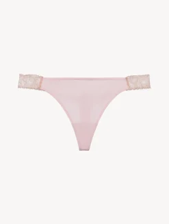 Lace Thong In Powder Pink And Sand