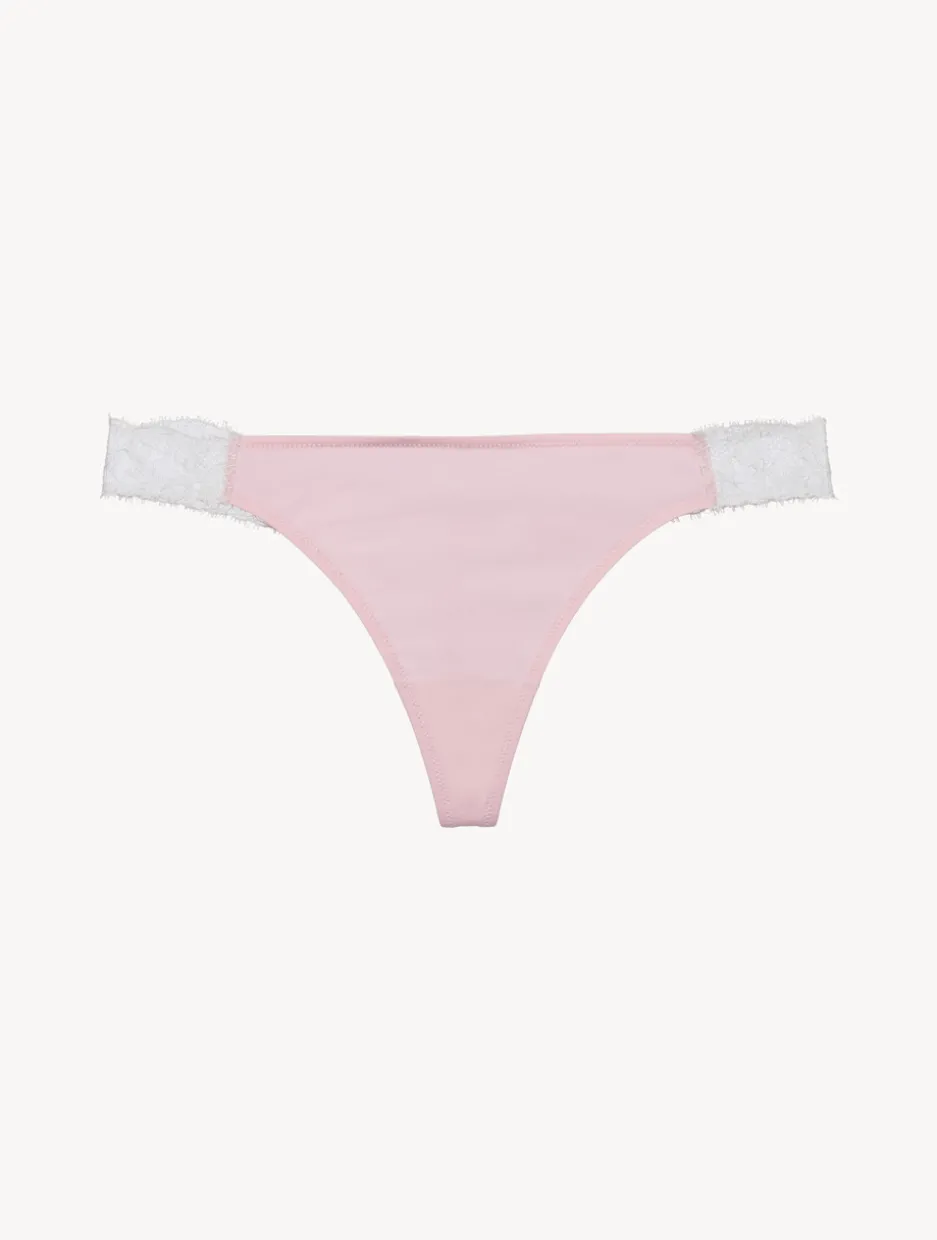Lace Thong In Rose And Cream