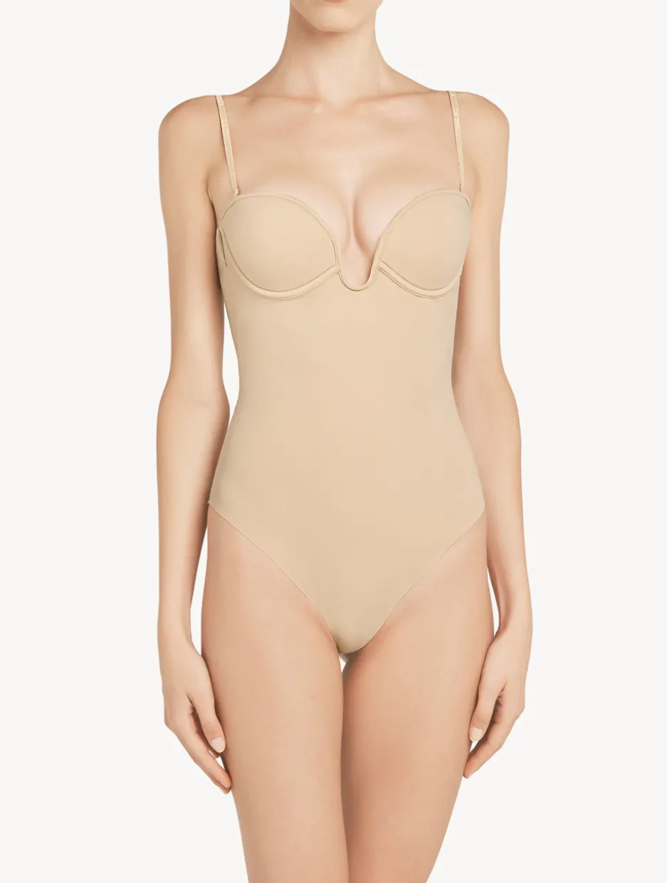 Latte-coloured Underwired Padded U-bra Bodysuit