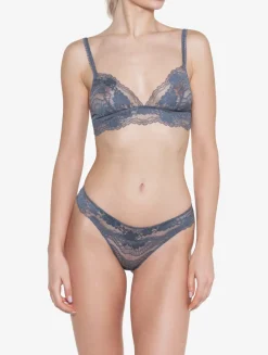 Leavers Lace Soft Bralette In Silver