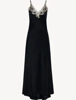 Long Nightgown In Black With Frastaglio