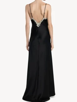 Long Nightgown In Black With Frastaglio