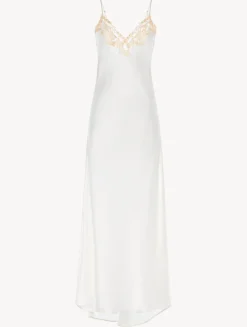 Long Nightgown In White With Frastaglio