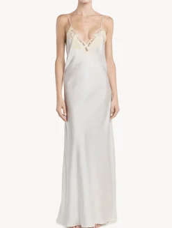 Long Nightgown In White With Frastaglio