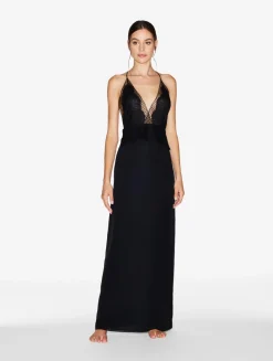 Long Silk Nightgown With Leavers Lace