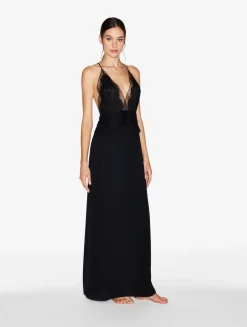 Long Silk Nightgown With Leavers Lace