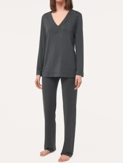 Long-sleeved Top In Charcoal Grey Modal