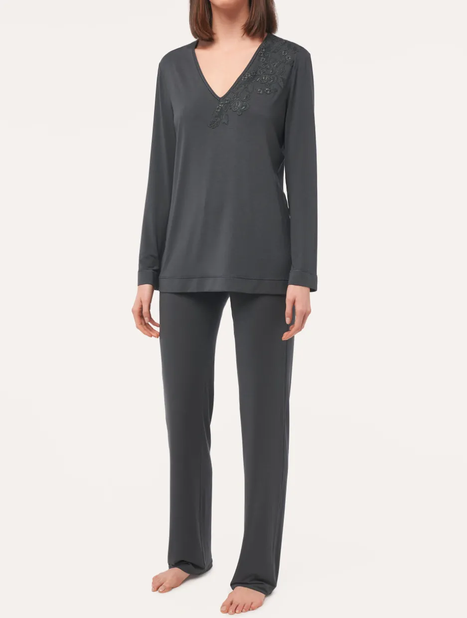 Long-sleeved Top In Charcoal Grey Modal