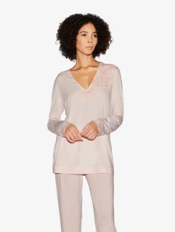 Long-sleeved Top In Pink Modal
