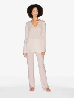 Long-sleeved Top In Pink Modal