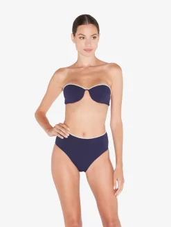 Monogram Bandeau Bikini Top In Navy