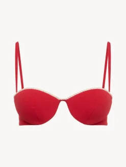 Monogram Bandeau Bikini Top In Red