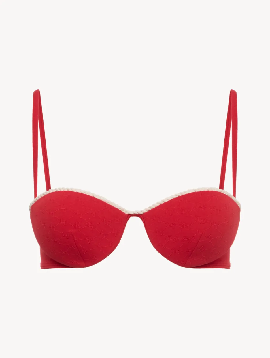Monogram Bandeau Bikini Top In Red