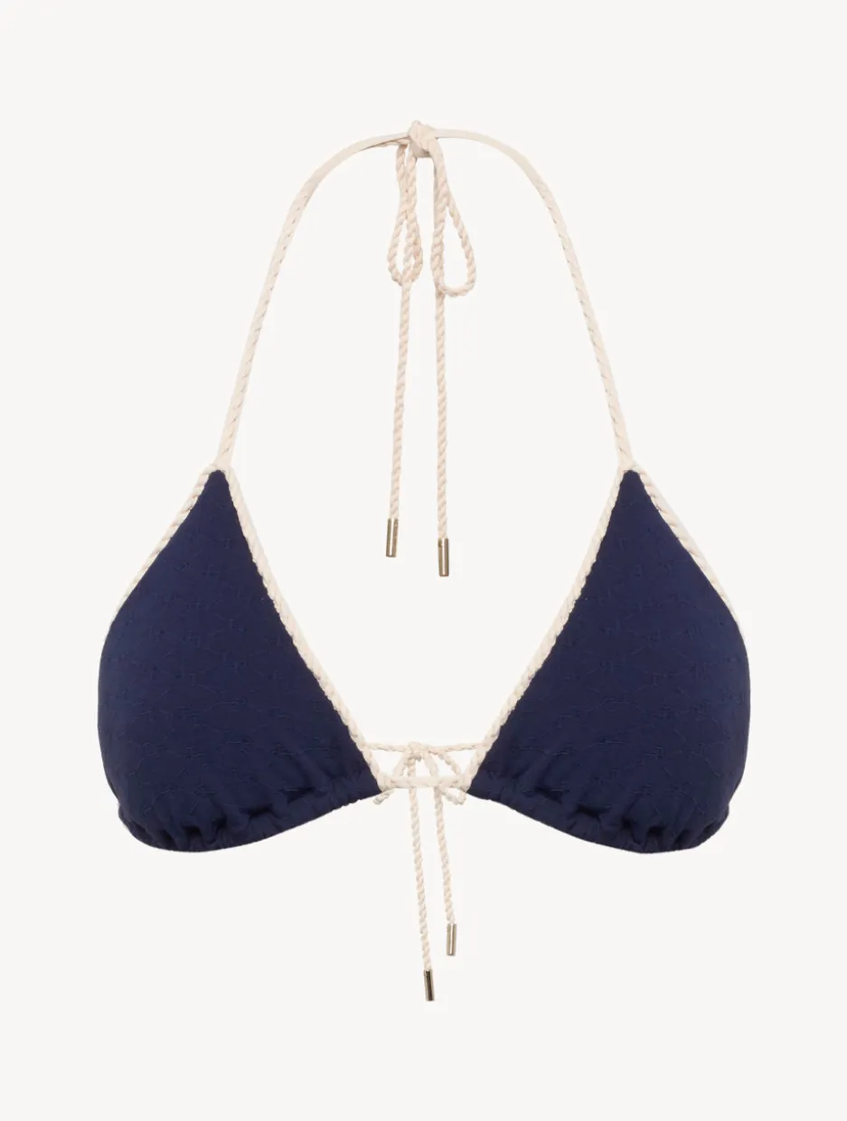 Monogram Triangle Bikini Top In Navy