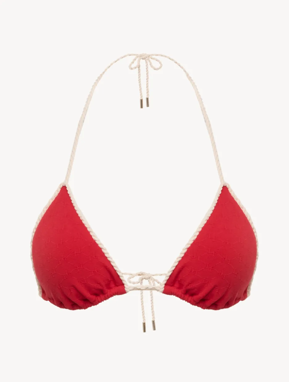 Monogram Triangle Bikini Top In Red