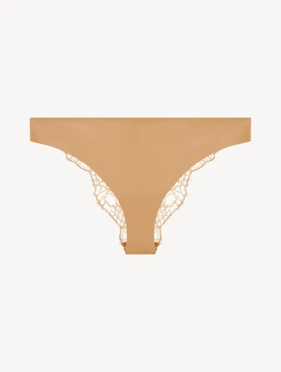 Nude Brazilian Brief With Chantilly Lace