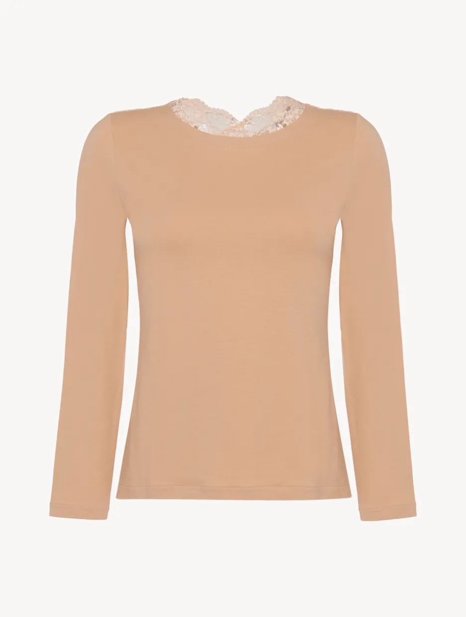 Nude Cotton Long-sleeved Top