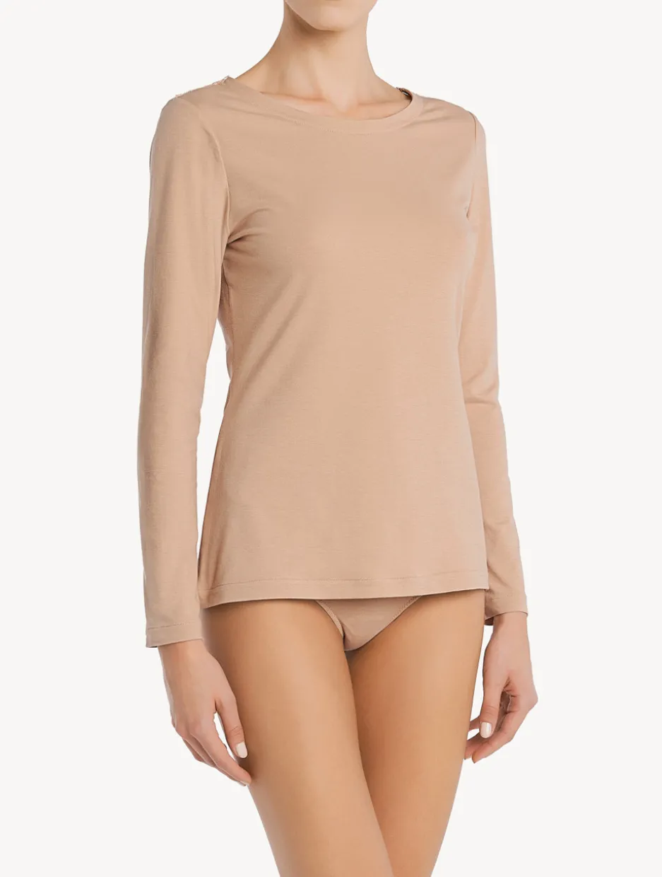 Nude Cotton Long-sleeved Top