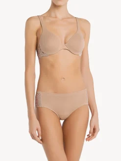 Nude Lace And Cotton Underwired Bra