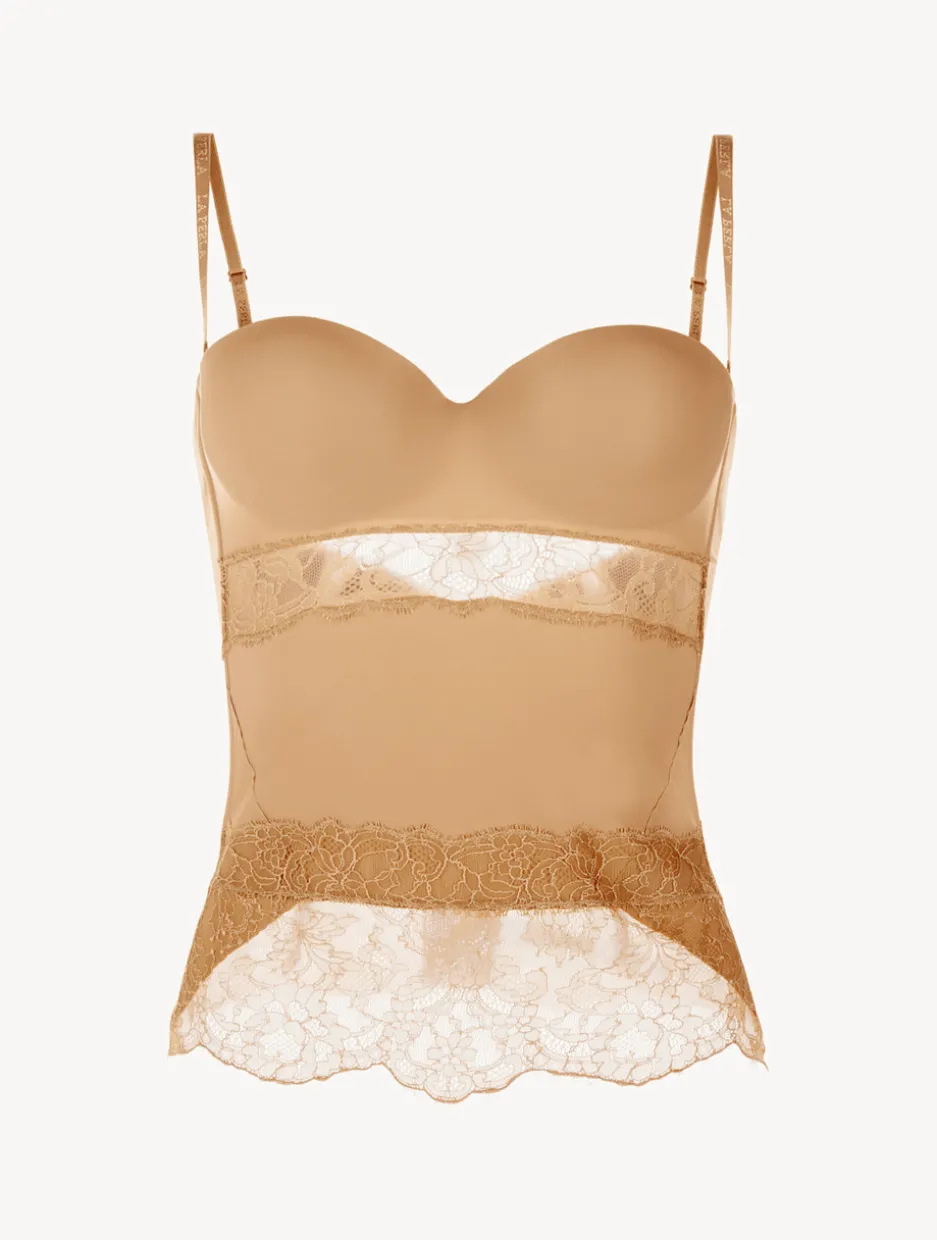 Nude Lycra Corset With Chantilly Lace