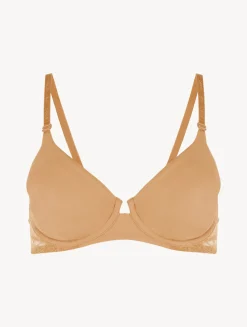 Nude Lycra Underwired Bra With Chantilly Lace