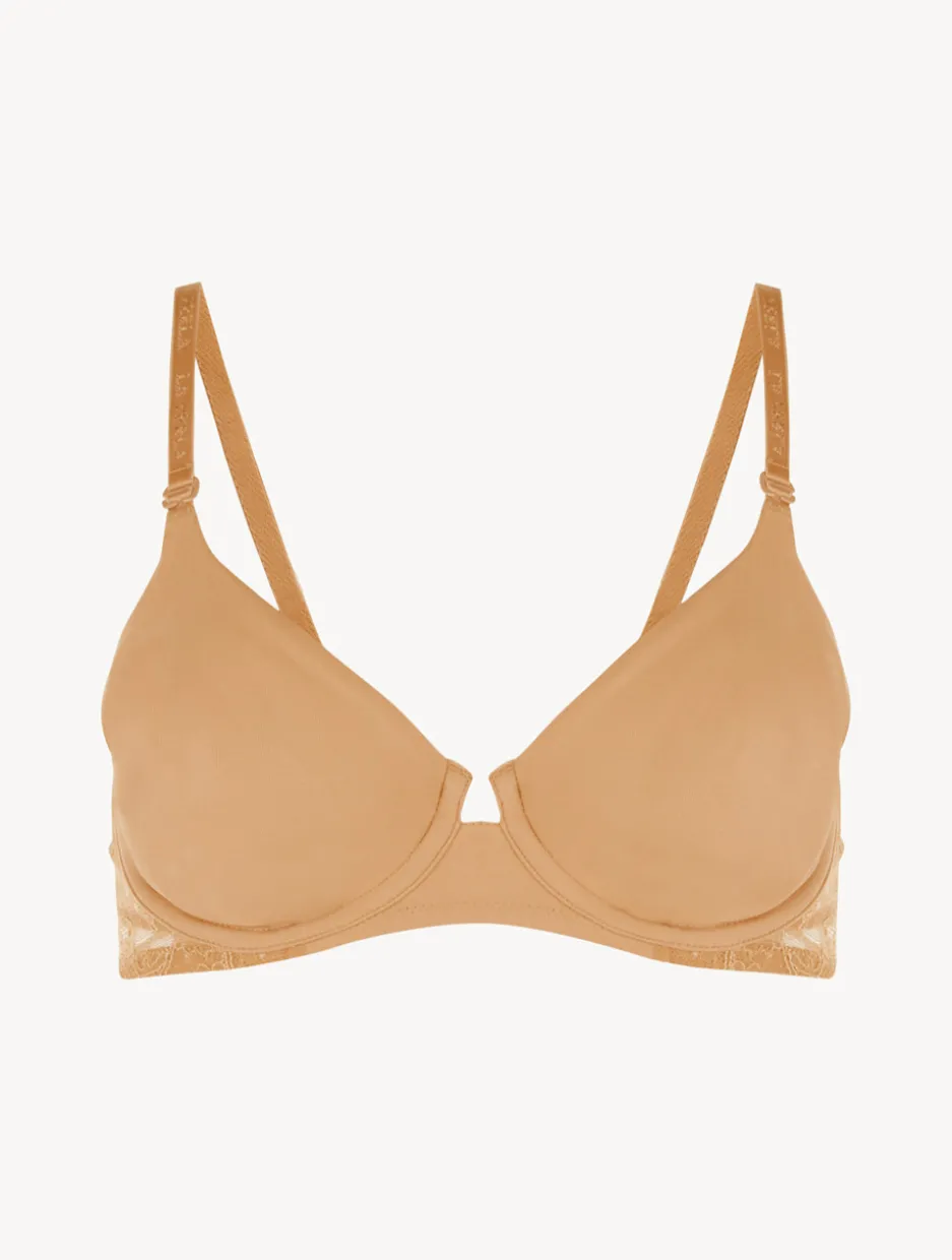 Nude Lycra Underwired Bra With Chantilly Lace