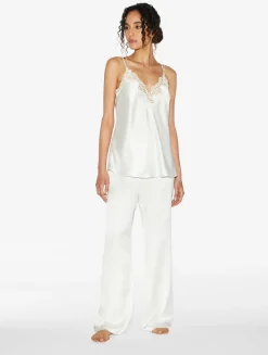 Off-white Camisole In Silk With Macramé Frastaglio