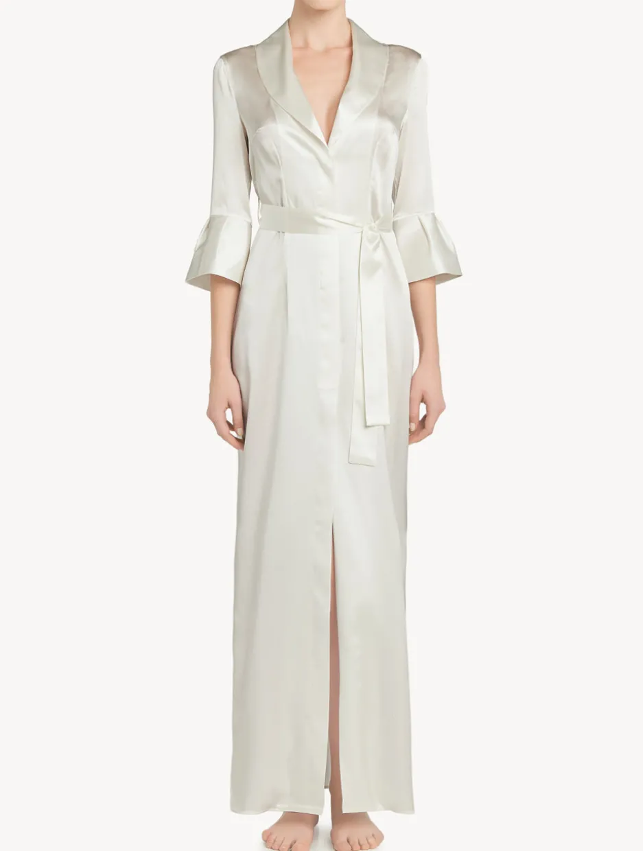 Off-white Long Silk Belted Robe