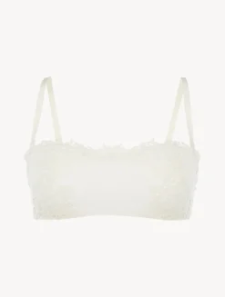 Off-white Non-wired Bandeau Bra With Macramé