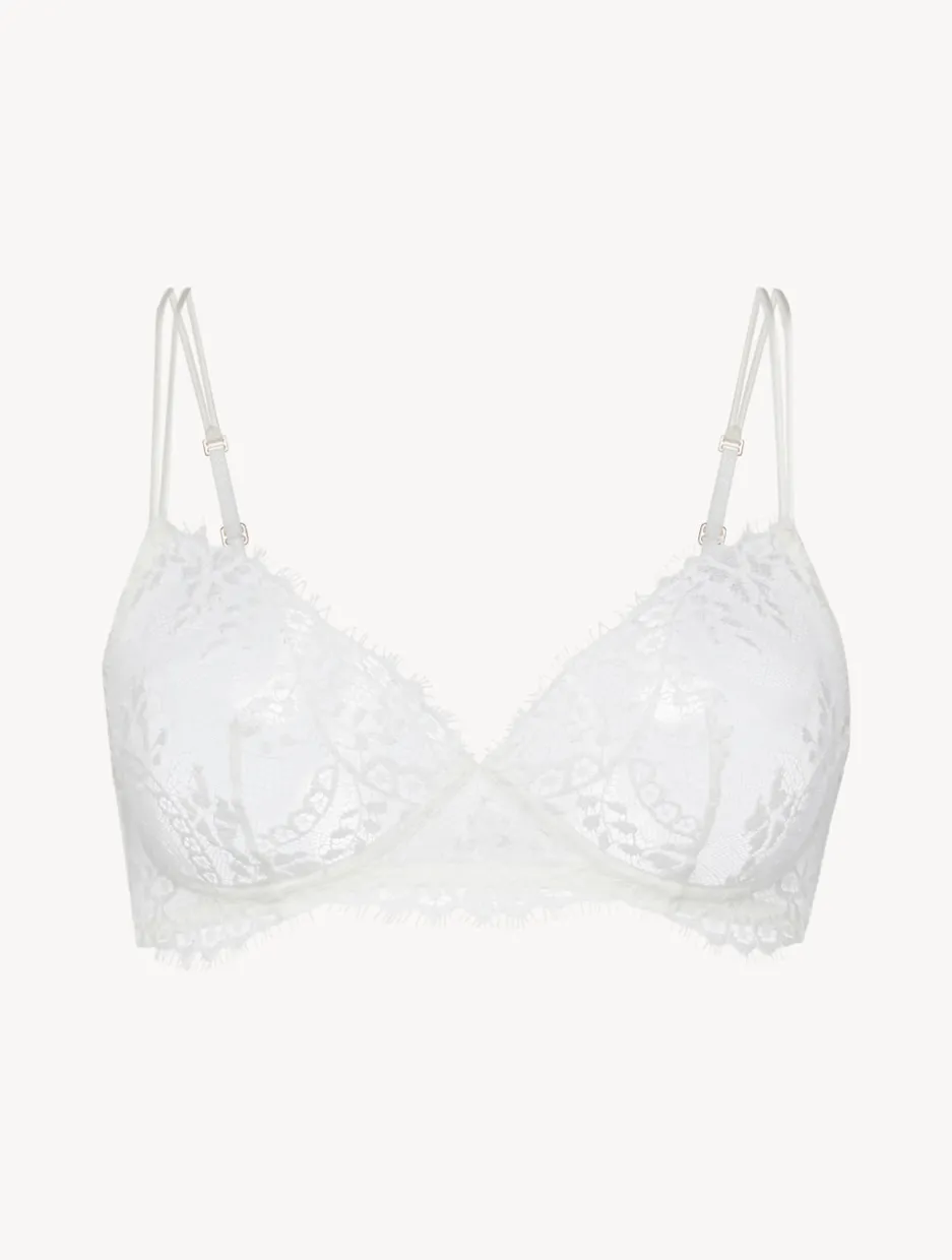 Off-white Non-wired Leavers Lace Bra